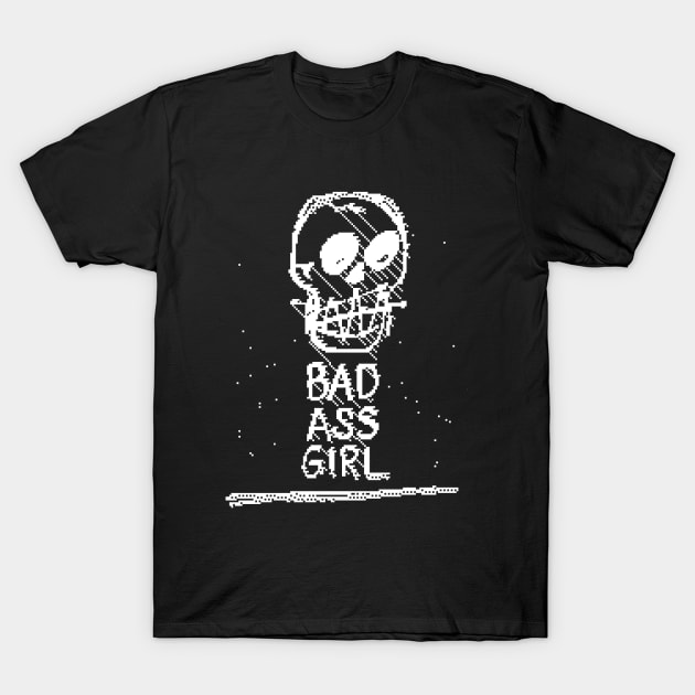 Bad Ass Girl - Pixel Skull Design †††† T-Shirt by DankFutura